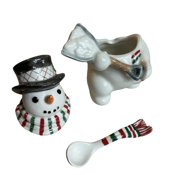 Fitz And Floyd Sugar Bowl The Flurries Snowman Christmas Table Decor Holiday - Picture 5 of 9